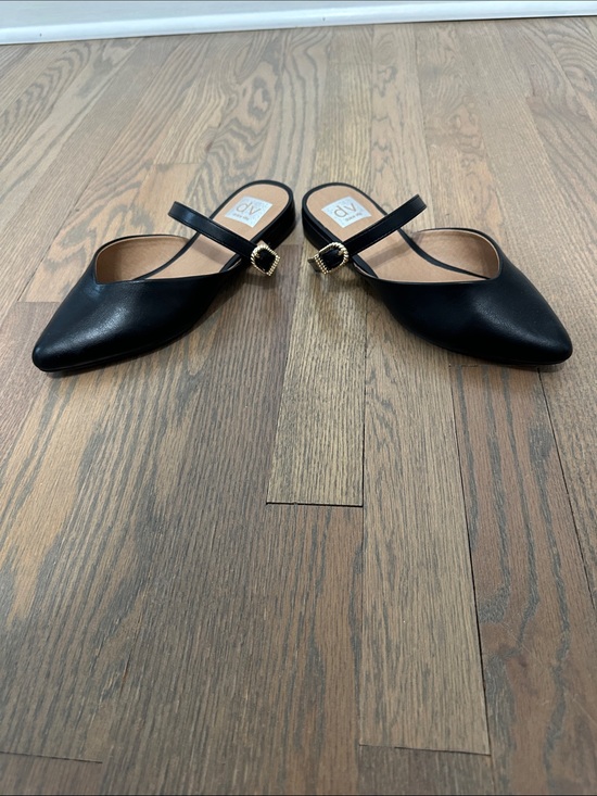 Dolce Vita Shoes - Dolce Vita Black Pointed Mary Jane Mules with Gold Buckle Accent